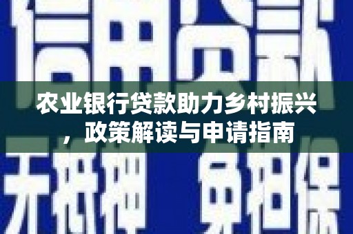 新抚农业银行贷款助力乡村振兴，政策解读与申请指南