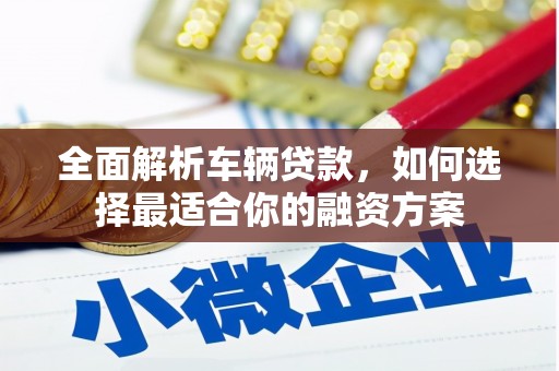 新抚全面解析车辆贷款，如何选择最适合你的融资方案